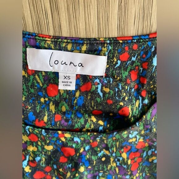 Louna Mini Dress Floral Green Red Sz XS Open Sides Sleeveless Stretch - Picture 10 of 16